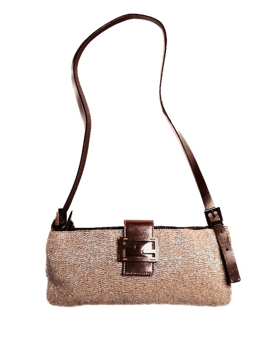 Fendi Handbags - Vintage Fendi Beige Beaded Baguette Bag